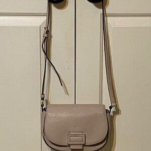 Kate Spade New York Katy Textured Leather Convertible Beige Saddle Bag